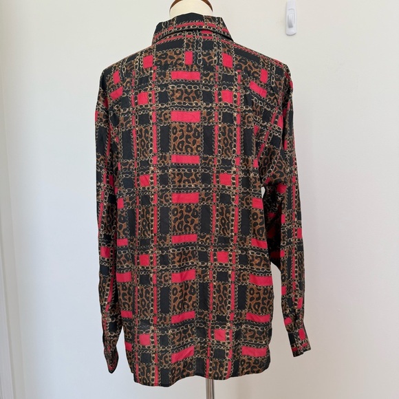 Vintage Anna and Frank Leopard Silk Blouse Size L - Picture 6 of 12